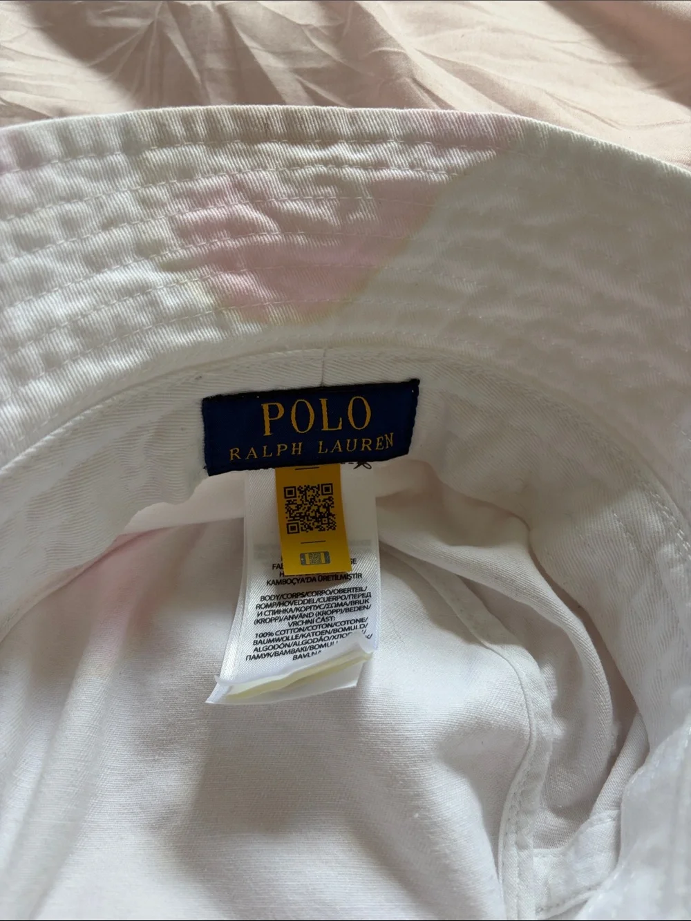 Polo by Ralph Lauren White Kids Bucket Hat with Polo Bear Embroidery